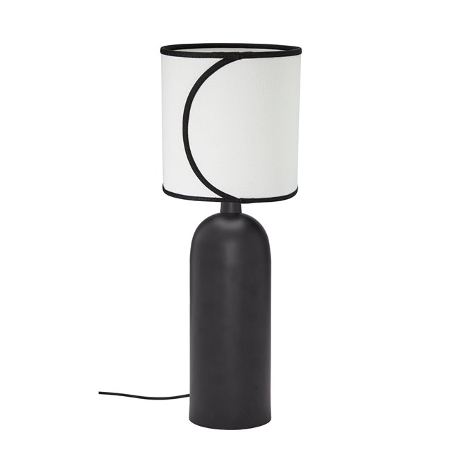 Czarna lampa stołowa z białym abażurem Carter